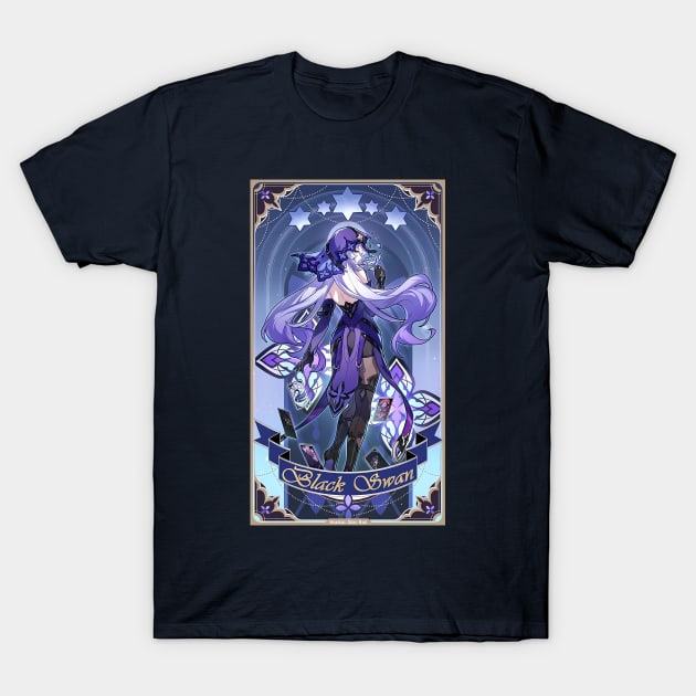 Black Swan Revelation Card Honkai Star Rail T-Shirt by kazatodoesart